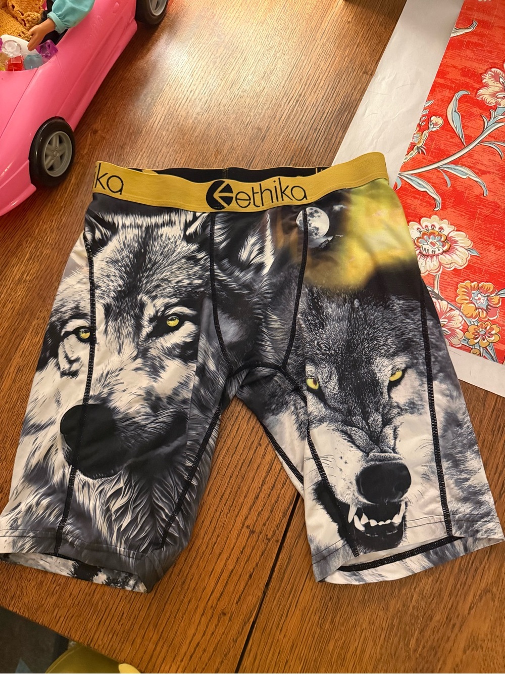 ethika Yellow & Black Wolf Graphic Boxer Briefs